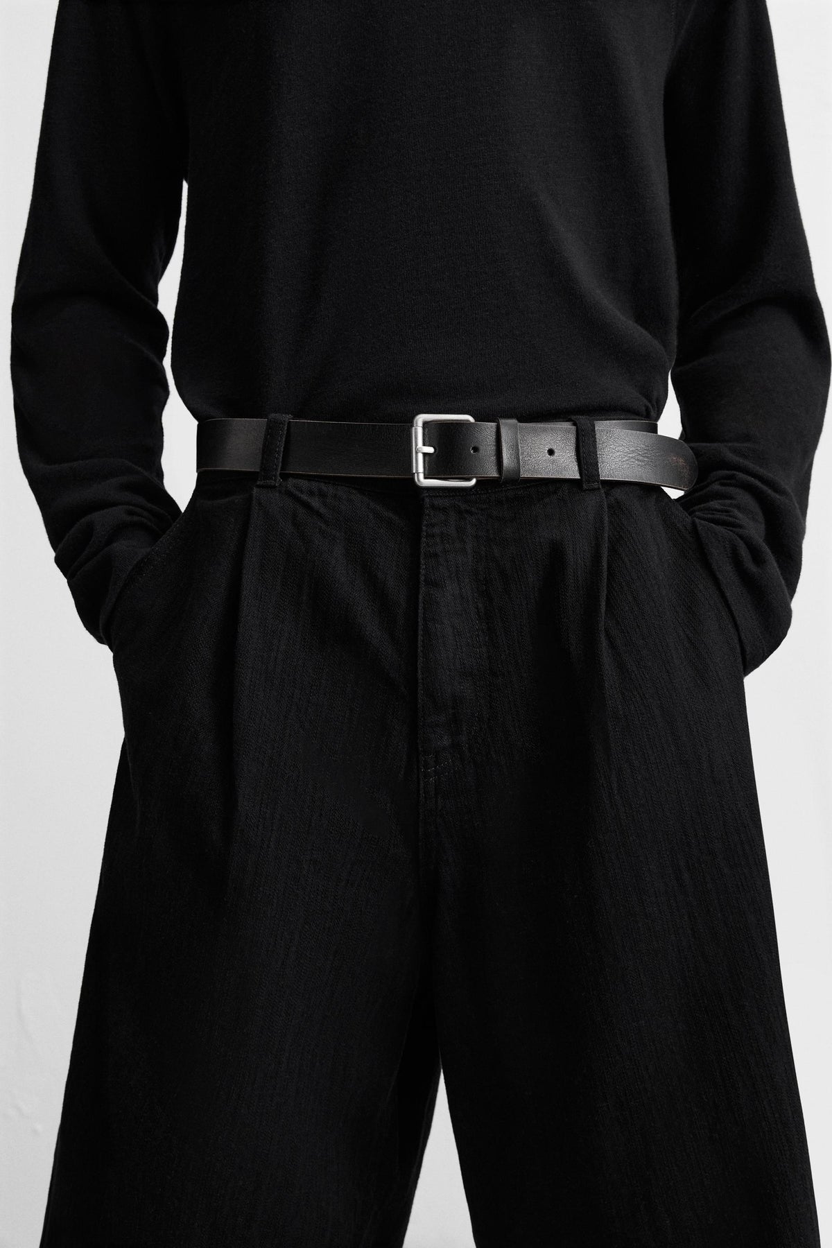 VINTAGE EFFECT LEATHER BELT - Image 1