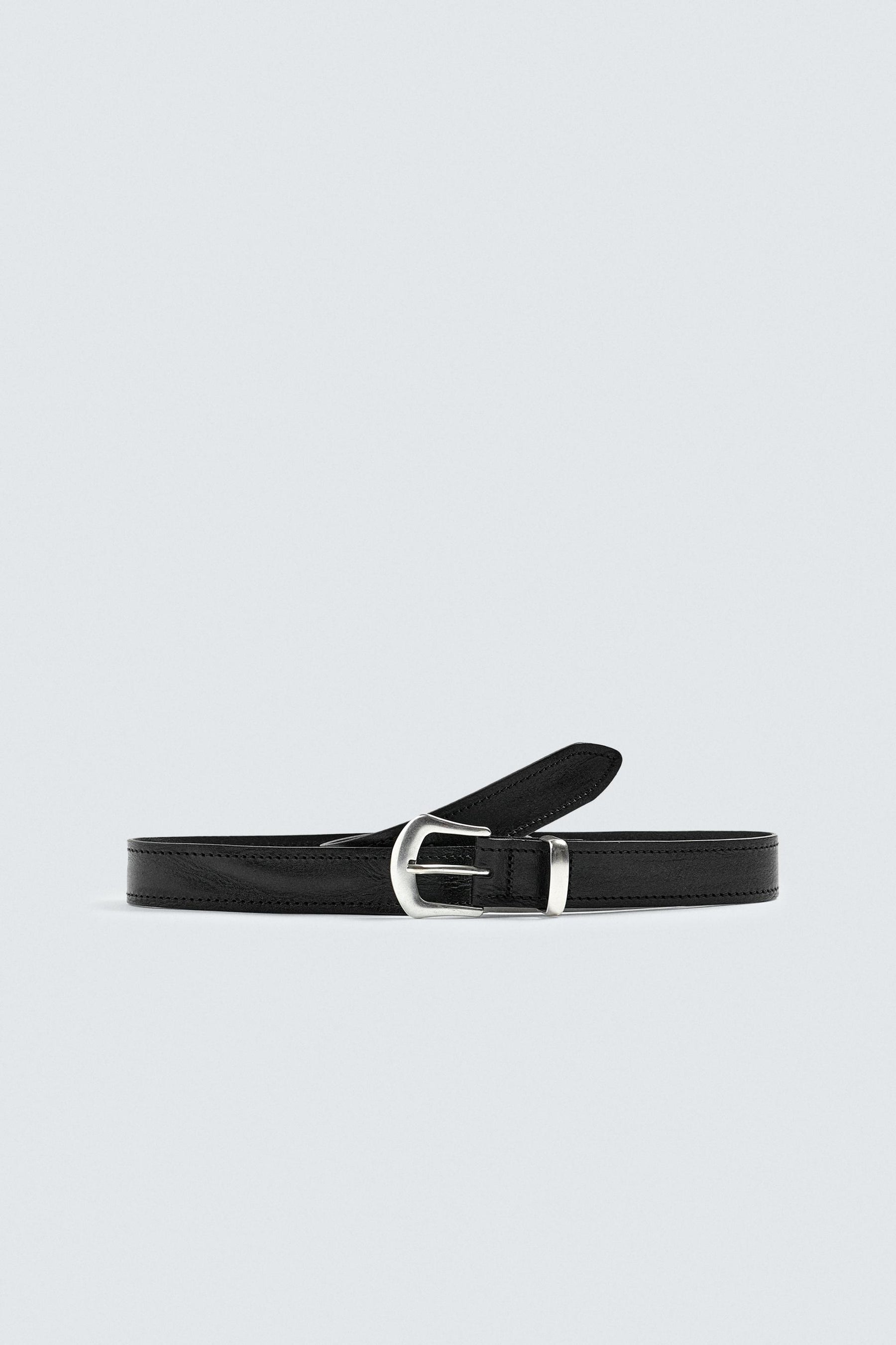 VINTAGE-EFFECT LEATHER BELT - Image 3