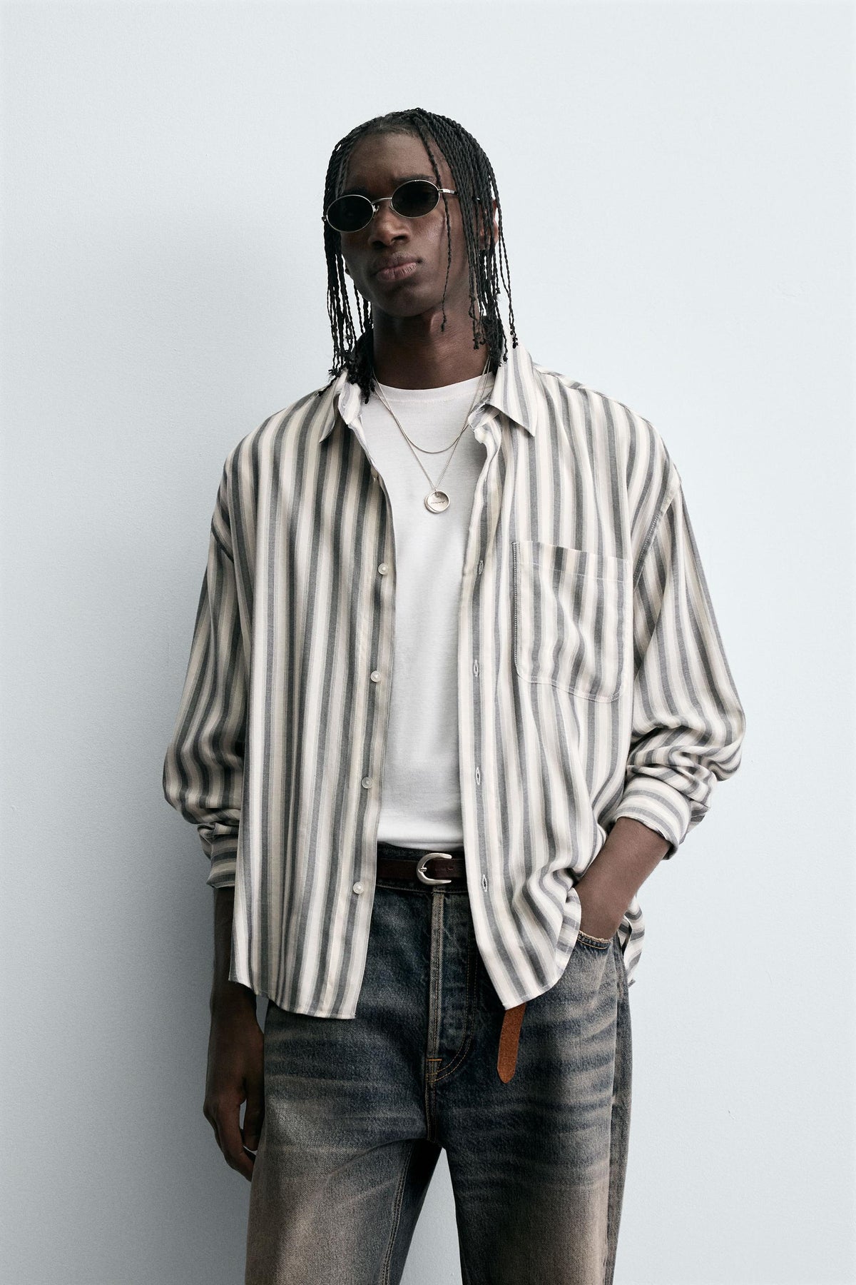 STRIPED COTTON-VISCOSE SHIRT - Image 2