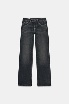 Wide-leg low-rise jeans