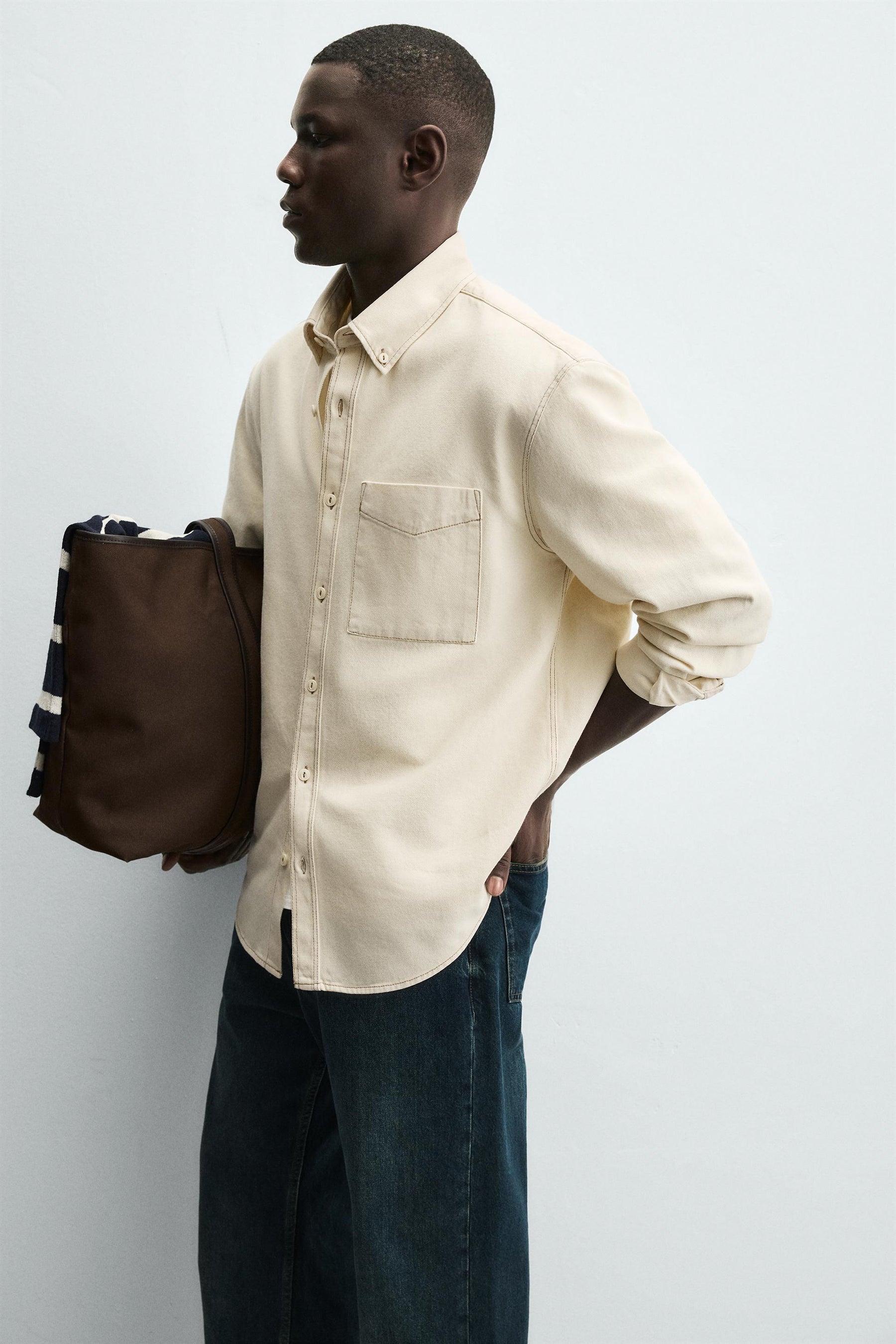 CONTRAST STITCHING OVERSHIRT - Image 5