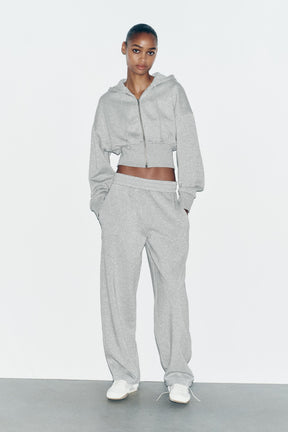 METALLIC THREAD CROP HOODIE