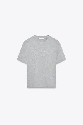 Metallic Thread Slogan T-Shirt
