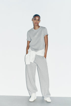 Metallic Thread Slogan T-Shirt