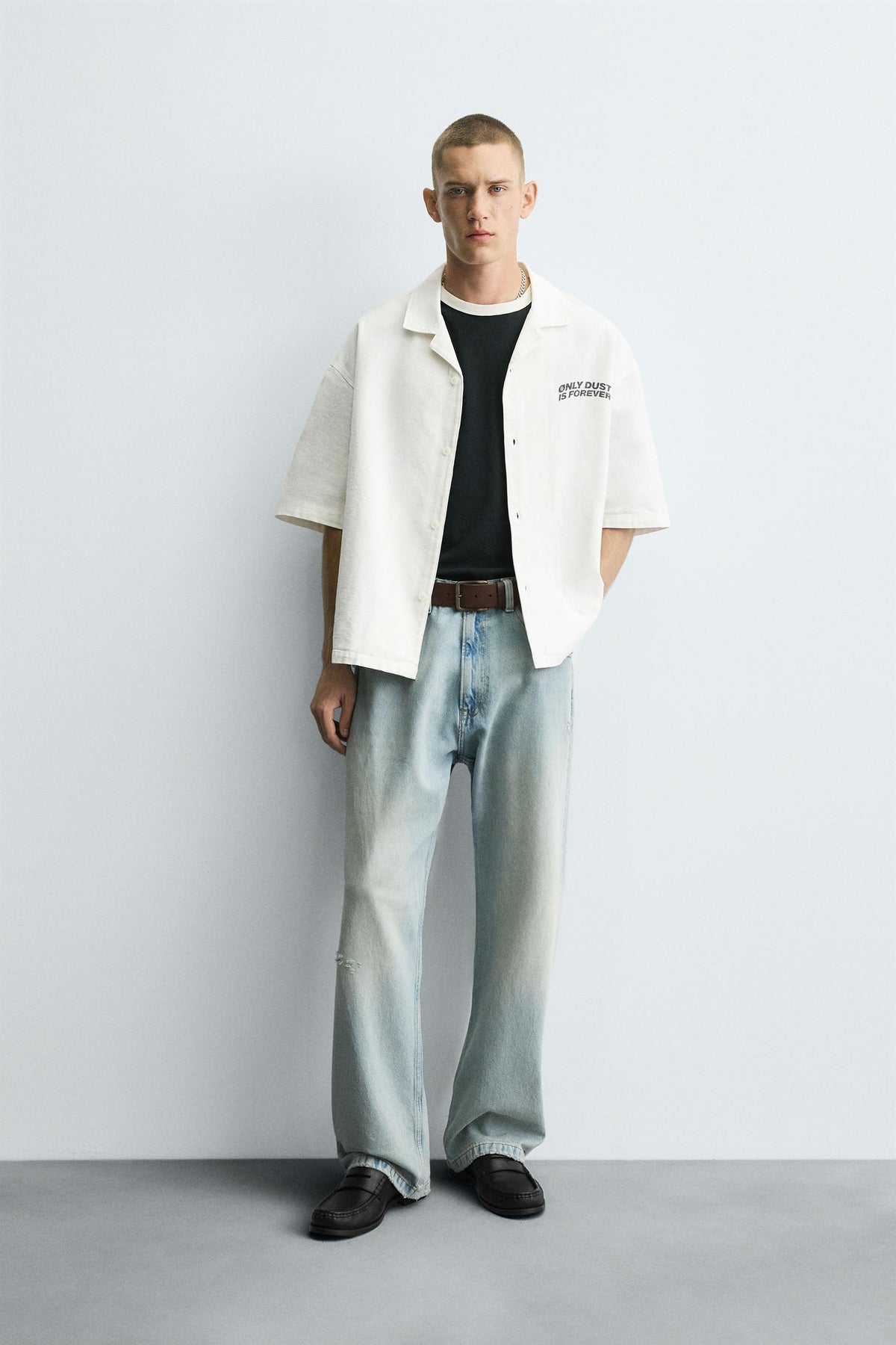 TEXTURED PRINT SHIRT - Image 1