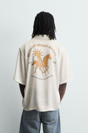 CONTRAST PRINT FLOWING SHIRT - Image 3