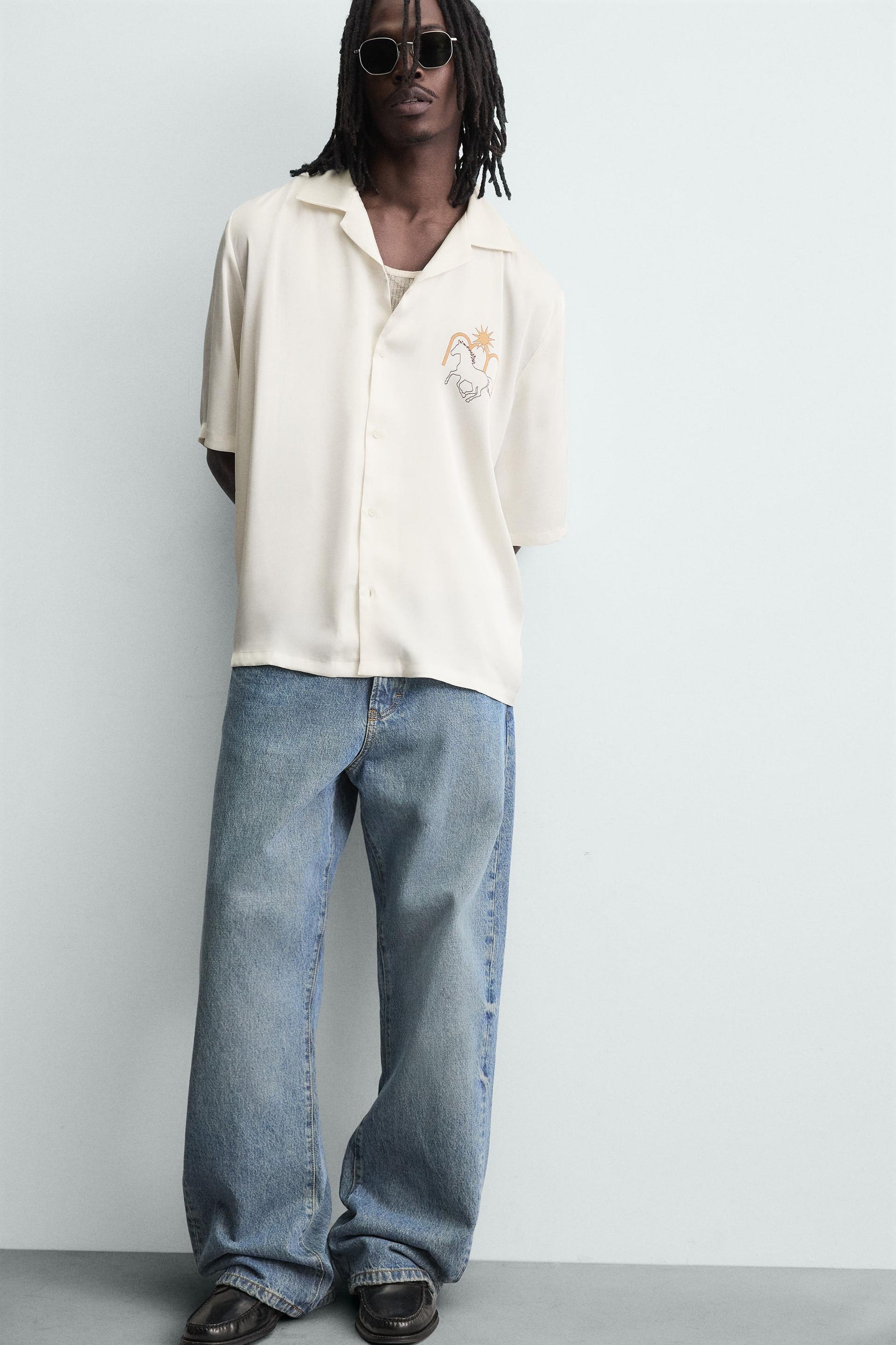 CONTRAST PRINT FLOWING SHIRT - Image 6