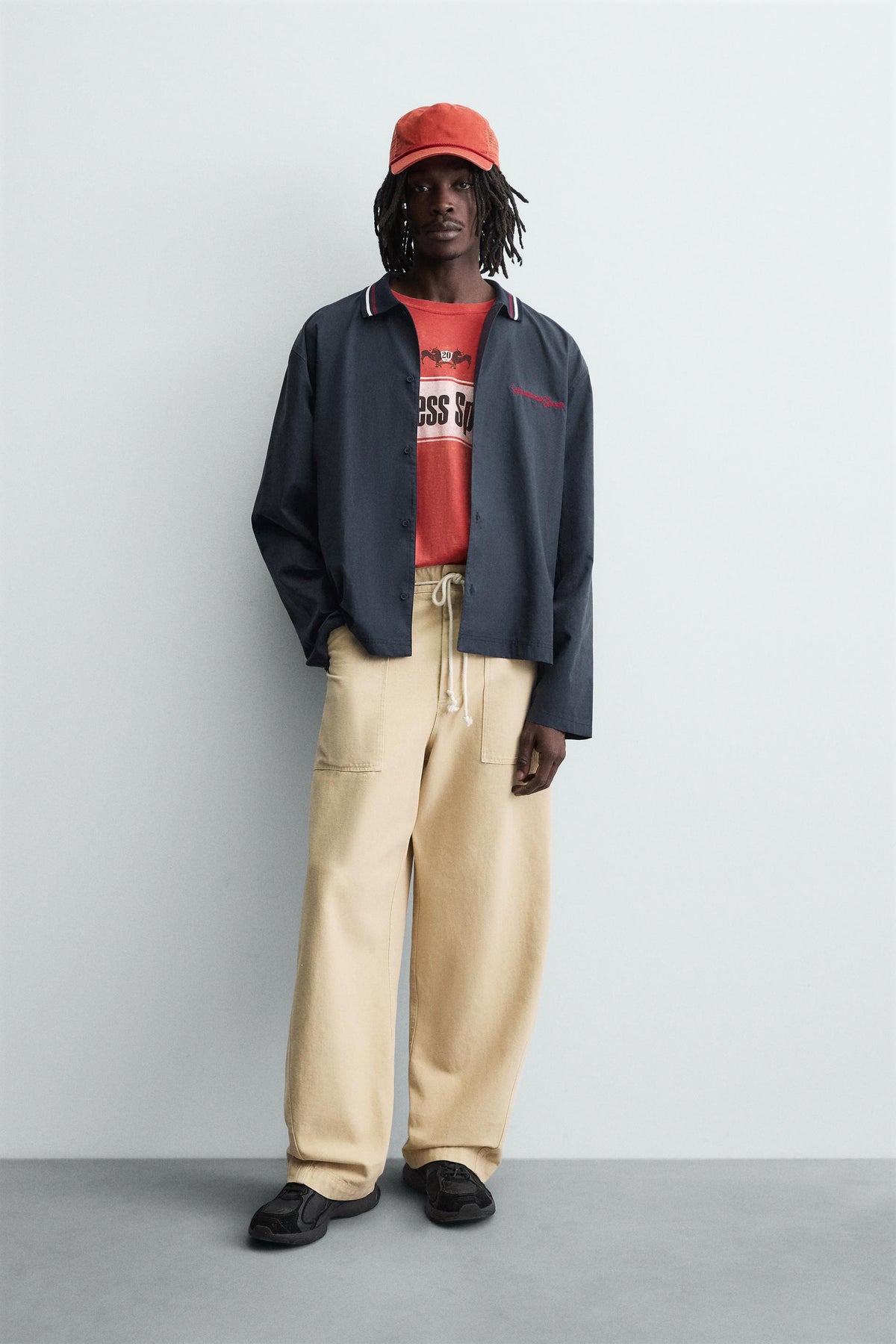 EMBROIDERED RIBBED COLLAR SHIRT - Image 1