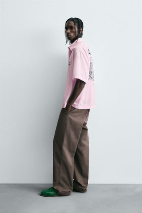 STRIPED SHIRT WITH CONTRAST SLOGAN - Image 4