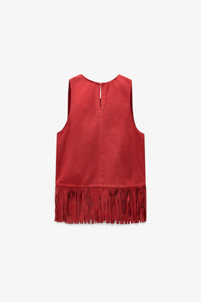 Fringed Suede Leather Top