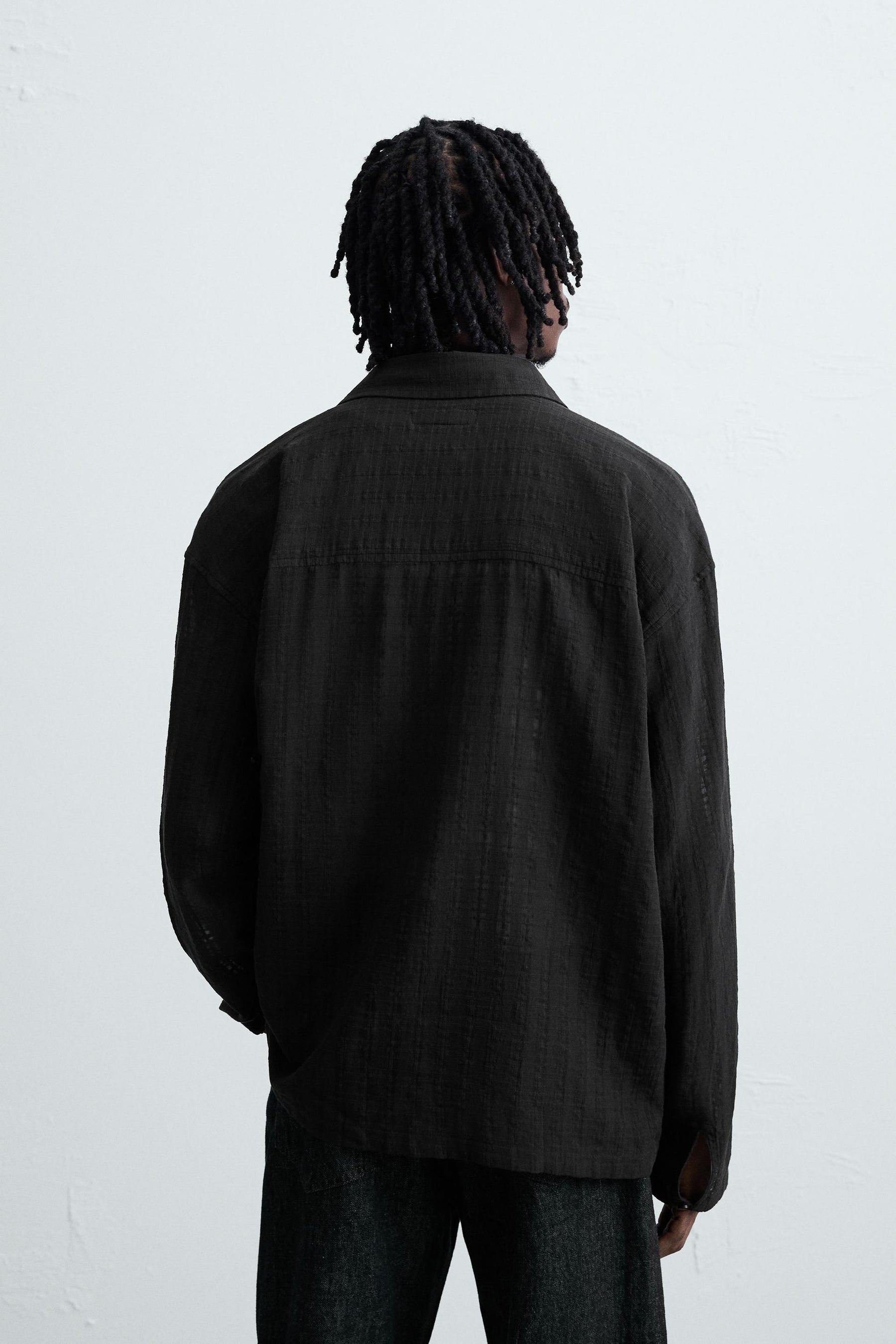 TEXTURED SEMI-SHEER POLO SHIRT - Image 3