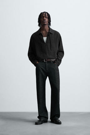 TEXTURED SEMI-SHEER POLO SHIRT - Image 1