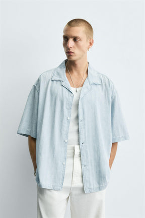 STRIPED JACQUARD WASHED SHIRT - Image 2