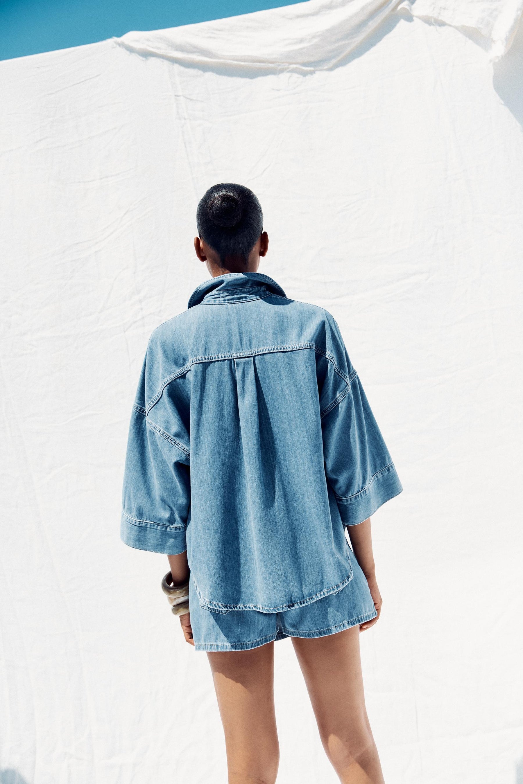 Wide Sleeve Denim Shirt