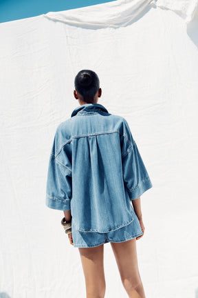 Wide Sleeve Denim Shirt