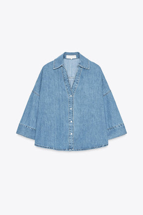 Wide Sleeve Denim Shirt