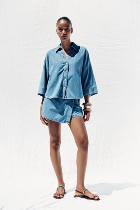 Wide Sleeve Denim Shirt