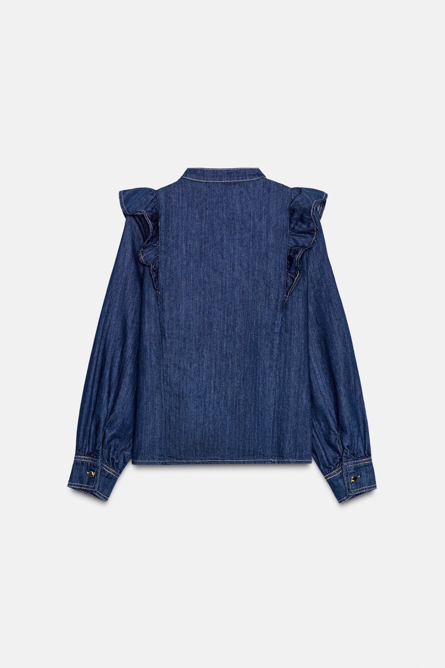 Denim Shirt with Ruffles