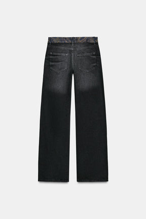 Mid-Waist Jacquard Jeans