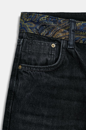 Mid-Waist Jacquard Jeans