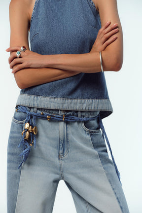 Wide-leg high-waist jeans