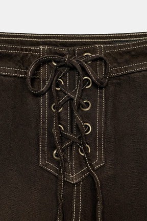High-waist laced jeans