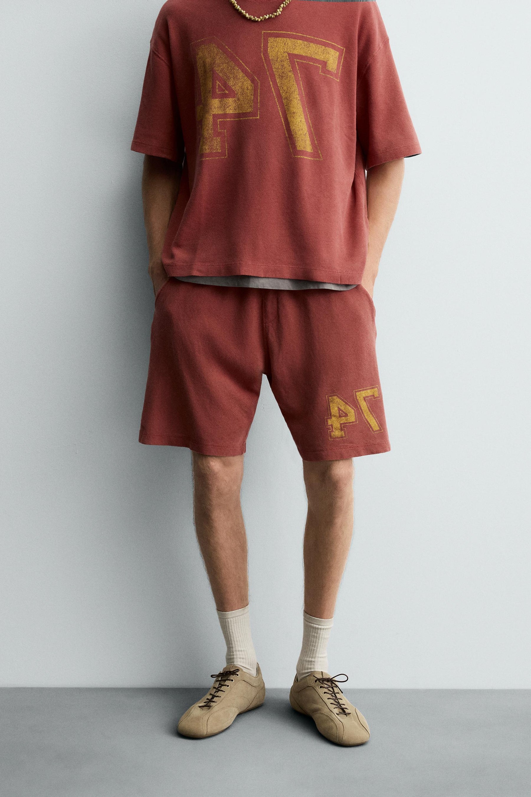 VARSITY OPEN-WEAVE TEXTURED BERMUDA SHORTS - Image 2