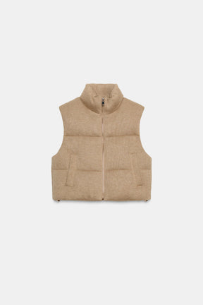 SHORT KNITTED PUFFER GILET - Image 7