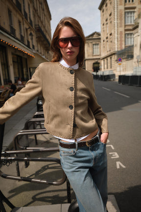 SUEDE EFFECT BRAIDED JACKET