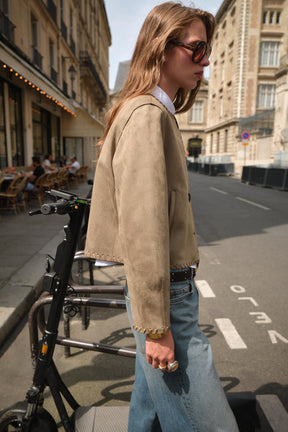 SUEDE EFFECT BRAIDED JACKET