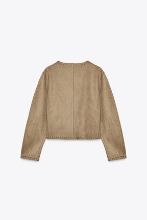 SUEDE EFFECT BRAIDED JACKET