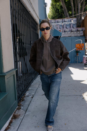 FAUX SUEDE BOMBER JACKET - Image 1