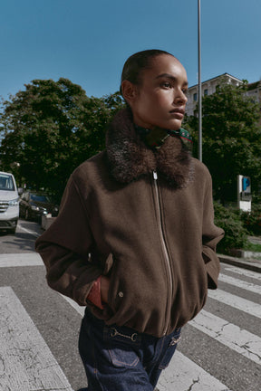 Faux Fur Collar Bomber