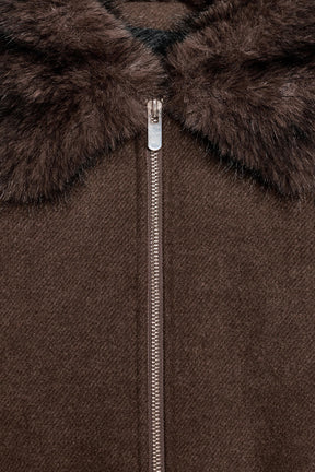 Faux Fur Collar Bomber