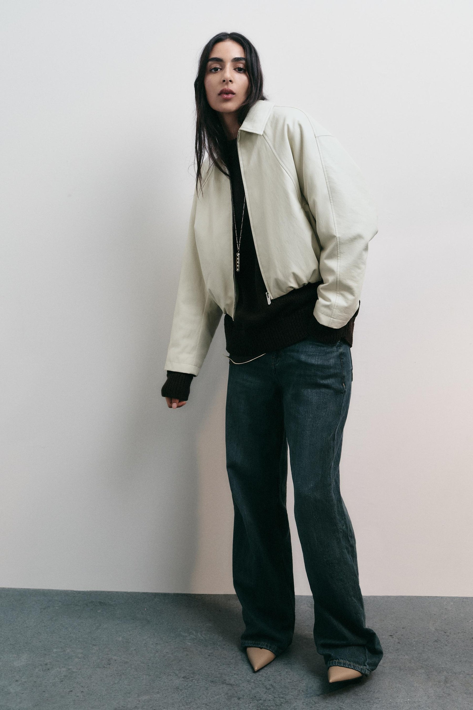 FAUX LEATHER BOMBER JACKET - Image 1