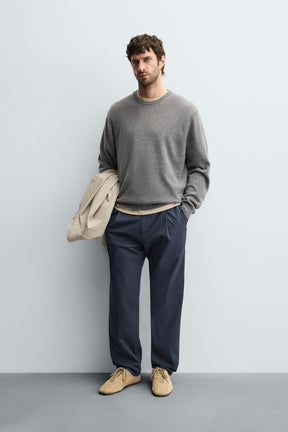 RELAXED FIT PLEATED TROUSERS - Image 1