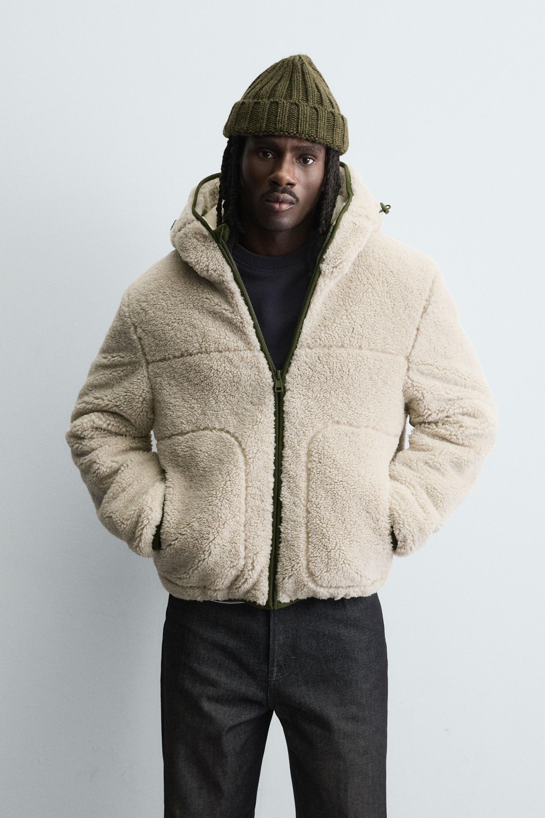 CONTRAST FAUX SHEARLING JACKET - Image 2