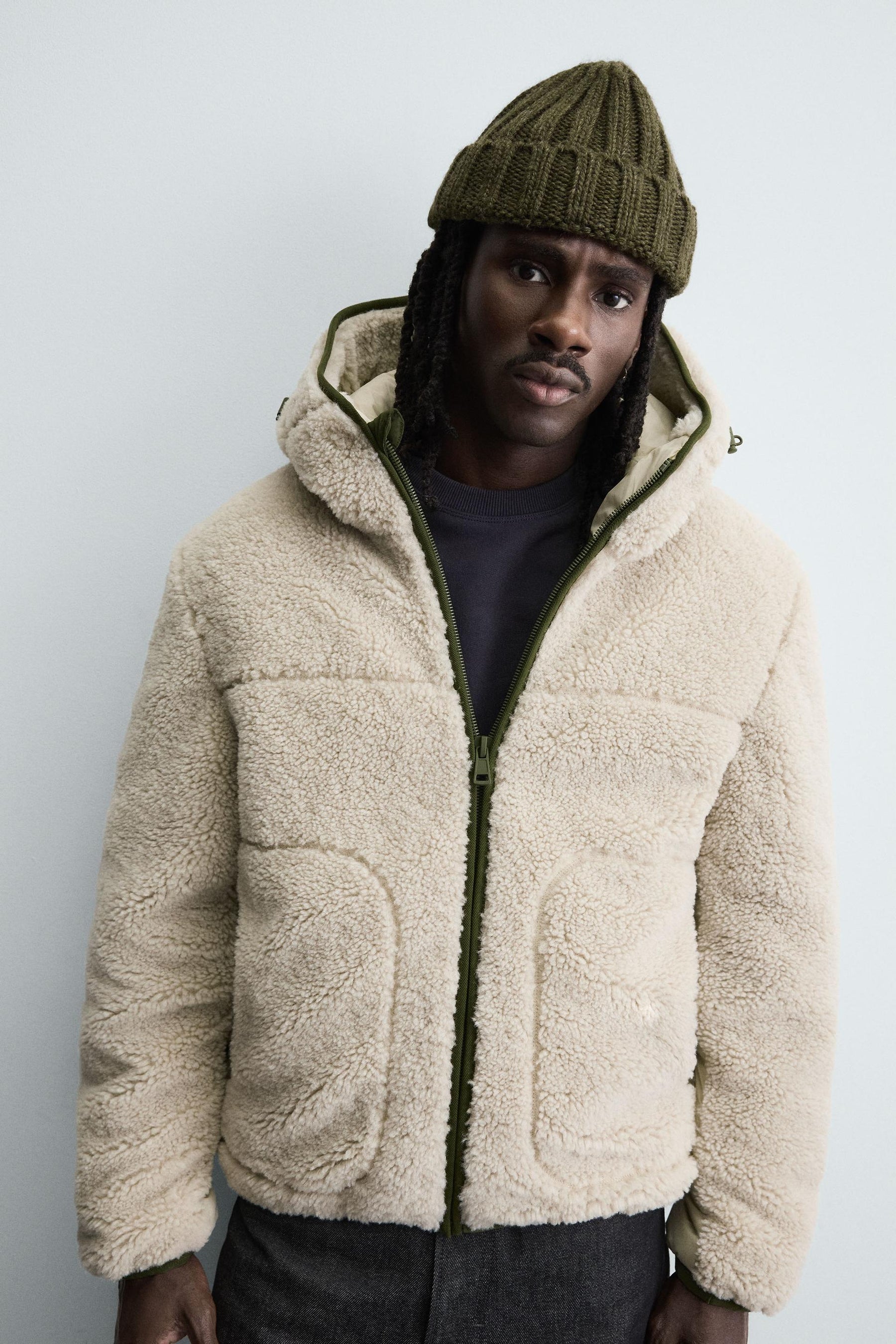 CONTRAST FAUX SHEARLING JACKET - Image 5