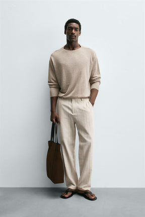 STRIPED REGULAR FIT TROUSERS - Image 1
