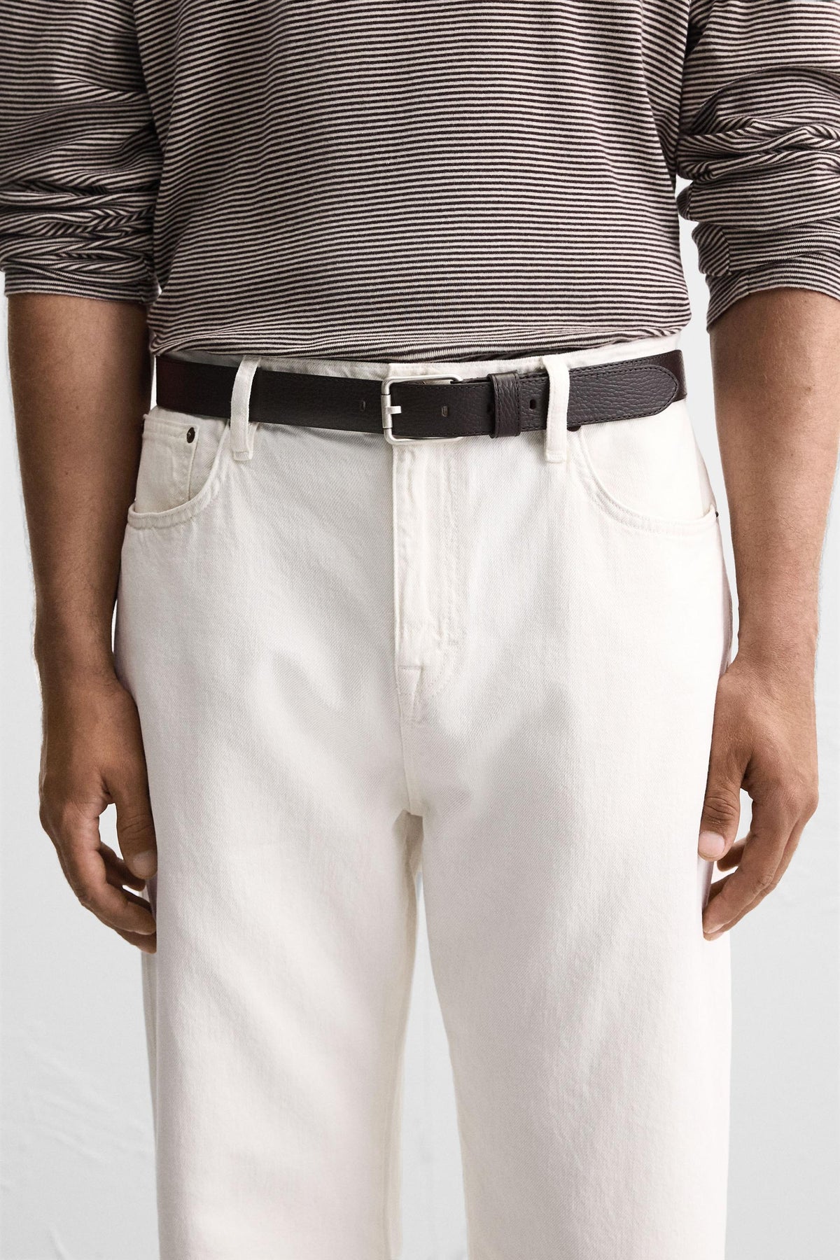 TOPSTITCHED LEATHER BELT - Image 1