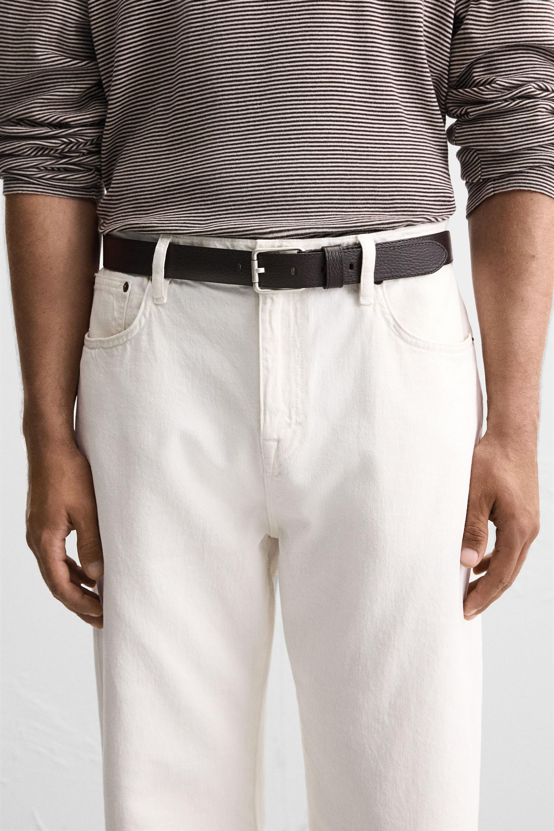 TOPSTITCHED LEATHER BELT - Image 1