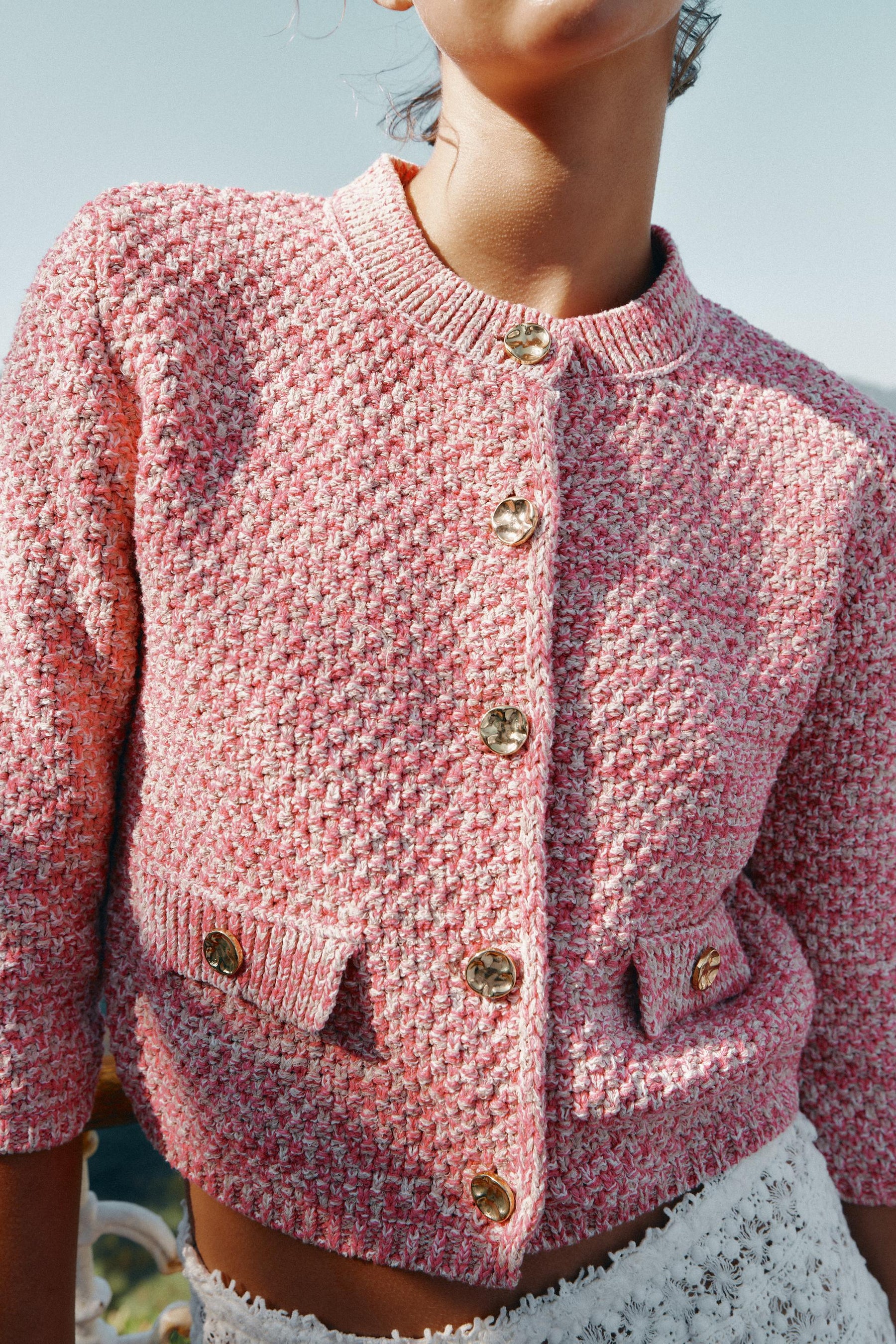 3/4 LENGTH SLEEVE KNIT CARDIGAN - Image 3