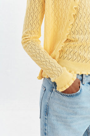 POINTELLE KNIT CARDIGAN WITH RUFFLES - Image 3