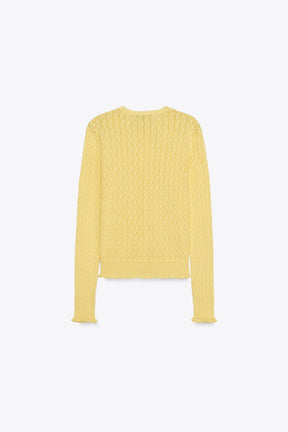 POINTELLE KNIT CARDIGAN WITH RUFFLES - Image 5