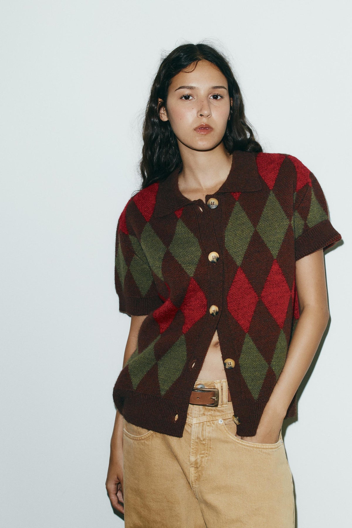 Argyle Knit Cardigan