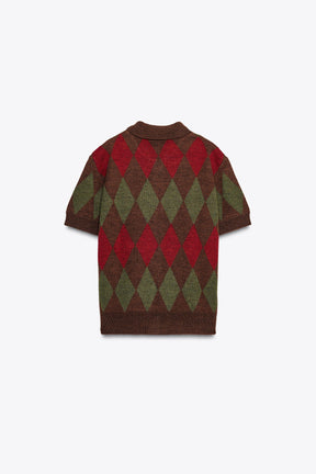 Argyle Knit Cardigan