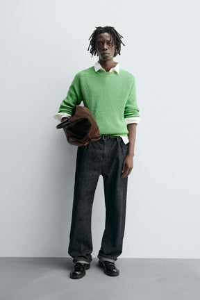 TEXTURED COTTON BLEND JUMPER - Image 1