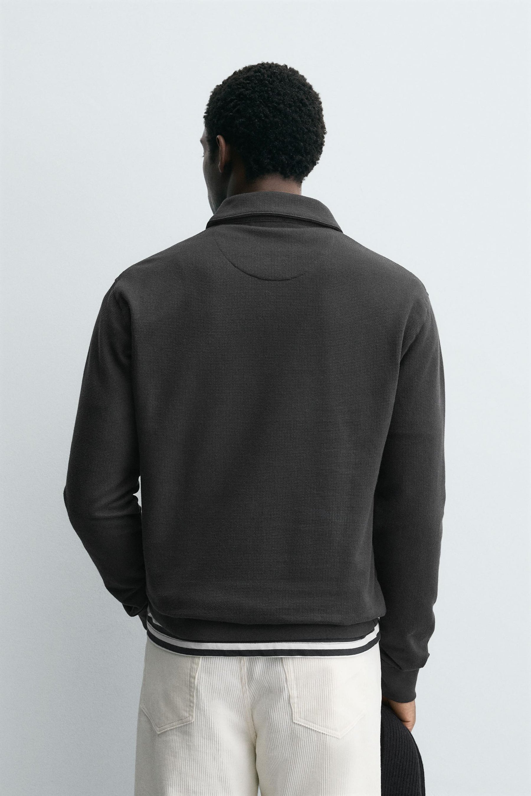 TEXTURED WEAVE POLO SHIRT WITH ZIP - Image 3