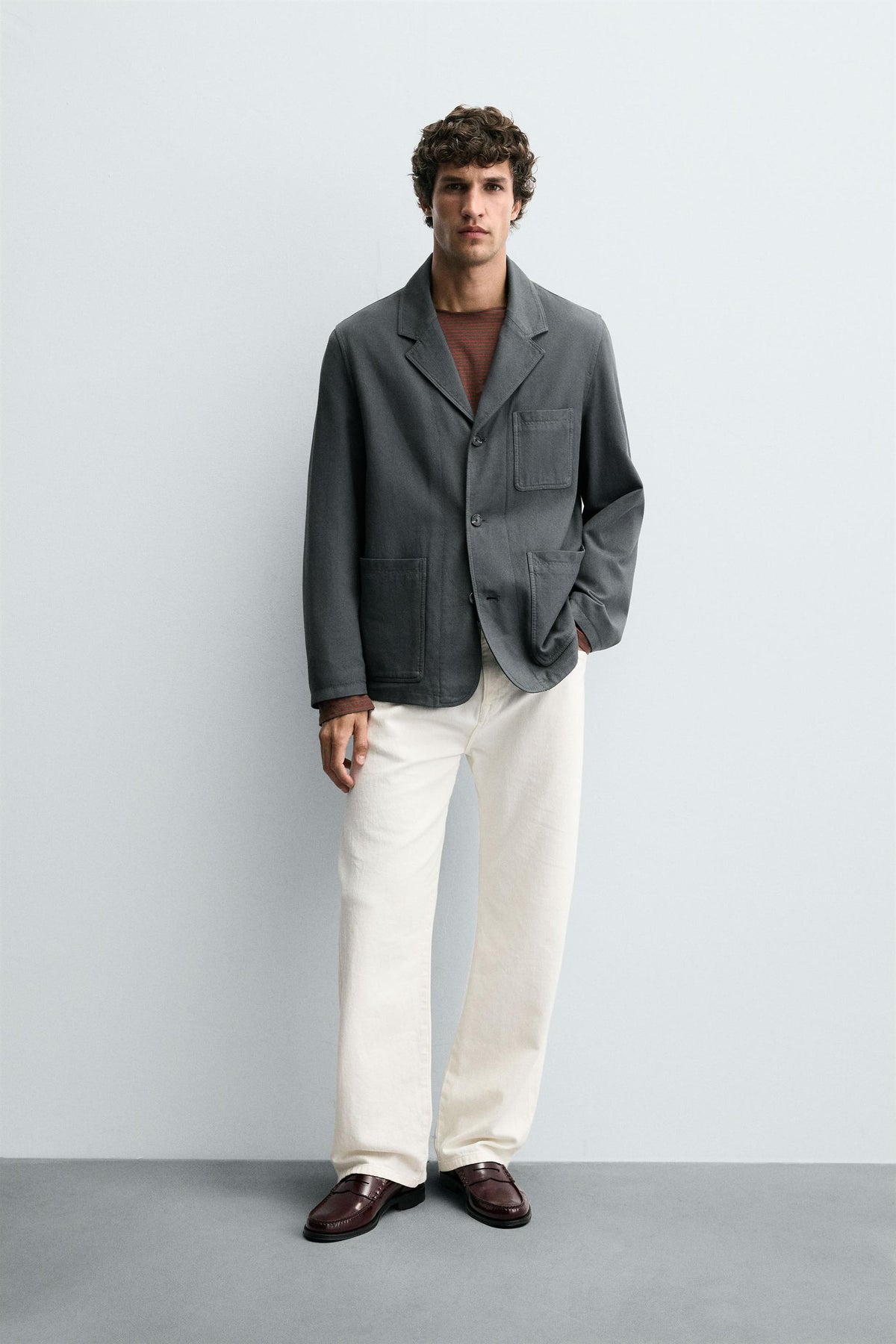 RELAXED FIT TEXTURED BLAZER - Image 1