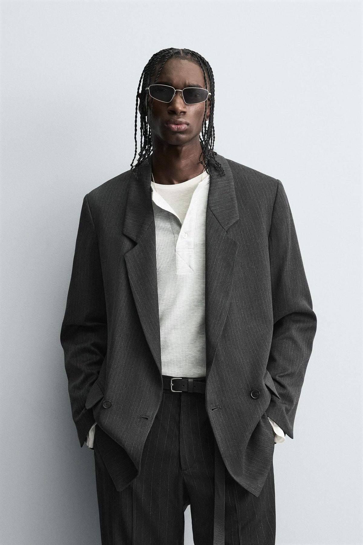 STRIPED DOUBLE-BREASTED BLAZER - Image 2